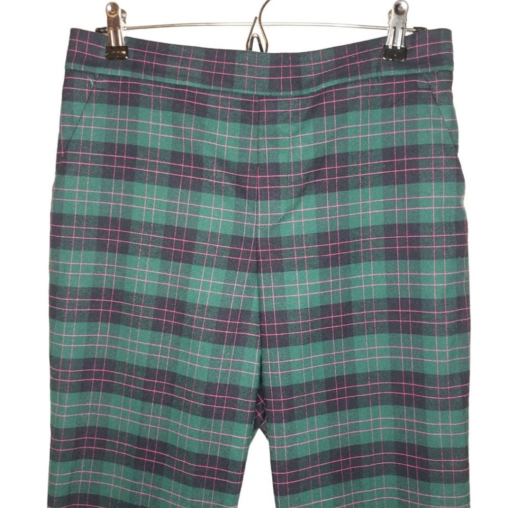 Banana Republic Pink/Green Plaid Academia Ankle Pants Sz 10 (1243) - Picture 2 of 7